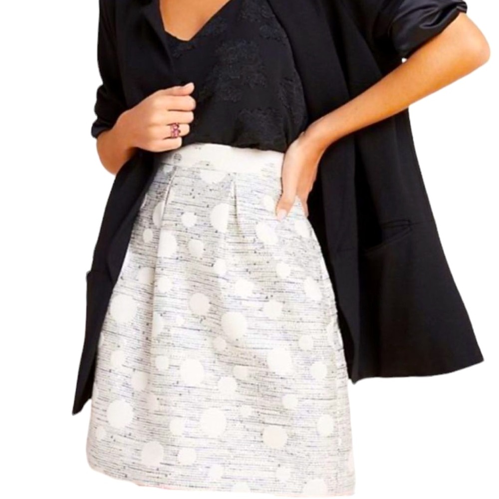 Anthropologie Maeve Dotted Jacquard Mini Skirt Women’s White Size 10